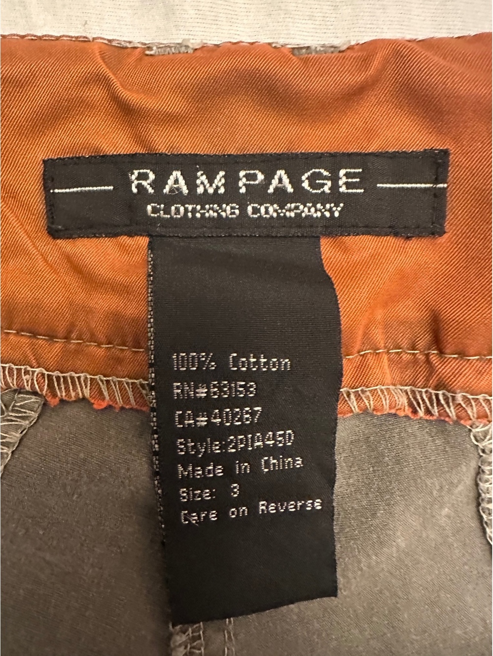 Rampage Y2K Gray Cargo Pants Size 3 Low Rise Wide Leg Utility - Picture 3 of 3